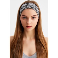 Butikgiz Gri Kadın Çift Taraflı Kullanım Alternatifli, Pamuklu Penye, Kaymaz, Hafif, Spor Saç Bandı Bandana