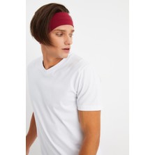 Butikgiz Bordo Erkek Pamuklu Penye, Kaymaz, Terletmez, Ultra Hafif, Spor Saç Bandı Bandana