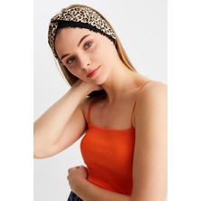 Butikgiz Leopar-Siyah  Kadın Trend Style Pamuklu Penye, Kaymaz, Yumuşak, Esnek, Saç Bandı Bandana