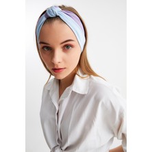 Butikgiz Mavi-Mor Kadın Fenomen Style Pamuklu Penye, Kaymaz, Yumuşak, Esnek, Saç Bandı Bandana