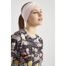 Butikgiz Şeker Pudra, Butik Tasarım Kadın Bandana Saç Bandı, Ekstra Yumuşak,  Esnek, Doğal, Pamuklu Penye