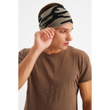 Butikgiz Kamuflaj Erkek Pamuklu Penye, Kaymaz, Ultra Hafif, Spor Geniş Saç Bandı Bandana Buff