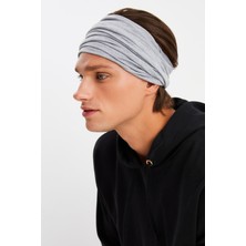 Açık Gri Erkek 4 fonksiyonlu Koruyucu  Pamuklu, Esnek, Terletmez, Bandana, Boyunluk, Buff, Maske