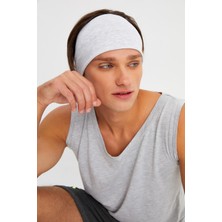 Butikgiz Açık Gri Erkek Pamuklu Kaşkorse, Kaymaz, Terletmez, Ultra Hafif, Spor Saç Bandı Bandana Buff