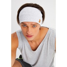 Butikgiz Açık Gri Erkek Pamuklu Kaşkorse, Kaymaz, Terletmez, Ultra Hafif, Spor Saç Bandı Bandana Buff