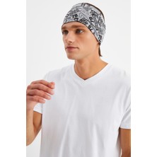 Butikgiz Gri Erkek Pamuklu Penye, Kaymaz, Ultra Hafif, Spor Geniş Saç Bandı Bandana Buff