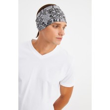 Butikgiz Gri Erkek Pamuklu Penye, Kaymaz, Ultra Hafif, Spor Geniş Saç Bandı Bandana Buff