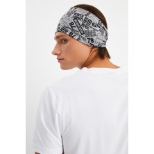 Butikgiz Gri Erkek Pamuklu Penye, Kaymaz, Ultra Hafif, Spor Geniş Saç Bandı Bandana Buff