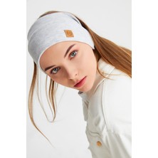 Butikgiz Açık Gri Kadın Pamuklu Kaşkorse, Kaymaz, Terletmez, Ultra Hafif, Spor Saç Bandı Bandana Buff