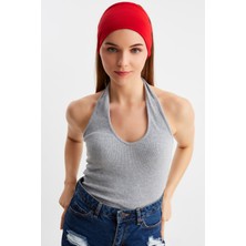 Butikgiz Kırmızı  Kadın Çift Taraflı Kullanım Alternatifli, Pamuklu Penye, Kaymaz, Hafif, Spor Saç Bandı Bandana