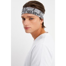 Butikgiz Gri Erkek Pamuklu Penye, Kaymaz, Terletmez, Ultra Hafif, Spor Saç Bandı Bandana
