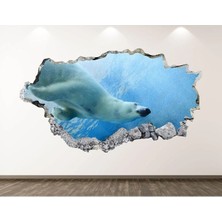 Kt Grup Kutup Ayısı ve Okyanus Full Hd Baskı 3D Modern Duvar Sticker
