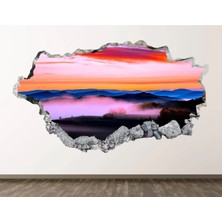 Kt Grup Kızıl Dağ Manzarası Full Hd Baskı 3D Modern Duvar Sticker