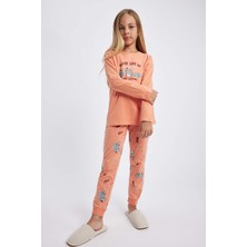DeFacto Kız Çocuk Baskılı Uzun Kollu Pijama Takımı A7595A823AU