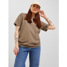 Jjxx Sıfır Yaka Rahat Kesim Kahve Kadın T-Shirt 12241199
