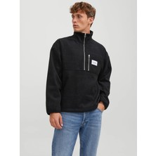 Jack & Jones Fermuarlı Rahat Kesim Siyah Erkek Polar 12241780