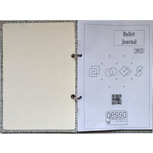 Gesso Notebook Fabrıc Bullet Journal ( Krem - Keten - 15X21CM - Düz - Minimal Sayfalar )