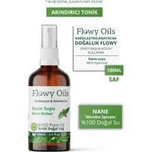 Flowy Oils Nane Suyu Arındırıcı Tonik Cam Şişe %100 Tam Saf Doğal Yağlı Distilasyon Hidrosöl Suyu 100ML