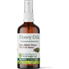 Flowy Oils Çay Ağacı Suyu Cilt Besleyici Onarıcı Cam Şişe %100 Tam Saf Doğal Yağlı Distilasyon Hidrosöl 100ML