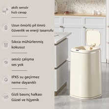 Exquisite 35 Lt Büyük Kapasiteli Akıllı Çöp Kutusu - Krem (Yurt Dışından)