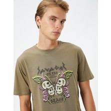 Koton Slogan Baskılı Tişört Bisiklet Yaka Kısa Kollu Pamuklu