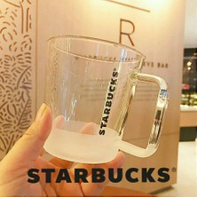 Hssaizlm Starbucks Saf Beyaz Buzlu Cam Ofis Basit Kahve Fincanı Isıya Dayanıklı Büyük Kapasiteli Kupa Su Bardağı (Yurt Dışından)