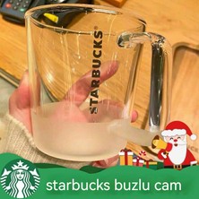 Hssaizlm Starbucks Saf Beyaz Buzlu Cam Ofis Basit Kahve Fincanı Isıya Dayanıklı Büyük Kapasiteli Kupa Su Bardağı (Yurt Dışından)