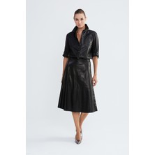 Valmenti Kadın Siyah Hakiki Deri Gömlek Deri Mont 846 V1010 Byn Dr Ceket Y23