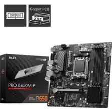 MSI MB PRO B650M-P AM5 DDR5 6000MHZ(OC) HDMI DP VGA 2X M.2 USB3.2 2.5G LAN MATX