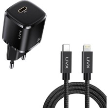 Livx Rapid 20W Usb-C Mini Pd Hızlı Şarj Cihazı Güç Adaptörü ve 3 Metre Iphone Hızlı Şarj Kablosu