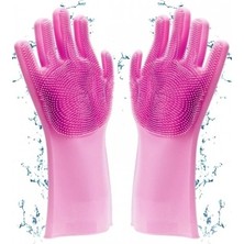 Paoss Silikon Eldiven Bulaşık Yıkama Eldiveni Dayanıklı Kaymaz Tırtıklı Fırın Mutfak Eldiveni 2'li Set