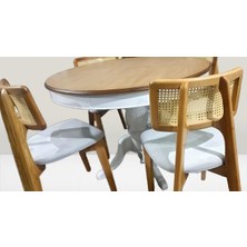 Bengi Ticaret Masa Sandalye 90181 Takım Ihlamur Baba Ayak MDF Tabla 110cm Beyaz Ceviz El yapım