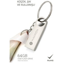 Maxron 64 GB Flash Bellek Metal Gövde Ömür Boyu Garantili Güvenli USB Bellek Data Traveler