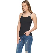 Tutku Elit Elastan Ip Askılı Siyah Bayan Atlet 2001 Model Xl