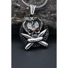 Prestige Gümüş Mermili Kurukafa 925 Ayar Erkek Gümüş Kolye Zincir