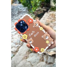 Moodcase iPhone 14 Pro Uyumlu Cute Bear Figürlü Silikonlu Telefon Kılıfı