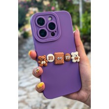 Moodcase iPhone 14 Pro Max Uyumlu 3D Bisküvi ve Ayıcık Desenli Silikonlu Telefon Kılıfı