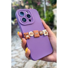 Moodcase iPhone 14 Pro Max Uyumlu 3D Bisküvi ve Ayıcık Desenli Silikonlu Telefon Kılıfı