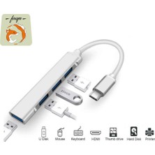 Foxyn Fxn-08 Type-C To 4* USB Otg Çoğaltıcı Splitter 5 Gbps Çevirici Hub Adaptör