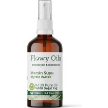 Flowy Oils Mersin Suyu Cam Şişe %100 Tam Saf Doğal Yağlı Distilasyon Hidrosöl Suyu Myrtle Hydrosol 100ML