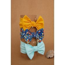 Babygiz El Yapımı Yumuşak Fiyonk Bağlamalı Doğal %100 Pamuklu Penye 3'lü Bebek Çocuk Kız Bandana Seti