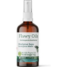 Flowy Oils Okaliptus Suyu Arındırıcı Tonik Cam Şişe %100 Tam Saf Doğal Yağlı Distilasyon Hidrosöl Suyu 100ML