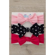 Babygiz El Yapımı Yumuşak Fiyonk Bağlamalı Doğal %100 Pamuklu Penye 3'lü Bebek Çocuk Kız Bandana Seti
