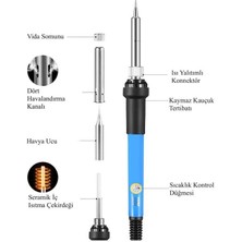 Electrimax 60W Isı Ayarlı Sıcaklık Ayarlanabilir Kalem Havya Lehim Makinası, Lehim ve Pasta