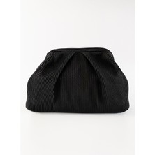 Heybes Kadın Siyah Piliseli Clutch El Çantası