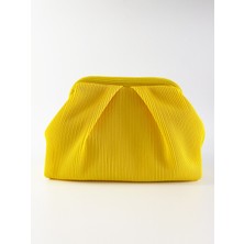 Heybes Kadın Sarı Piliseli Clutch El Çantası