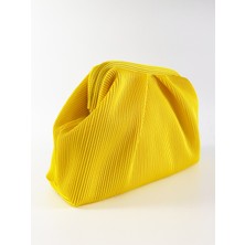 Heybes Kadın Sarı Piliseli Clutch El Çantası