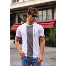 Aziso Baskılı Slim Fit Erkek Tişört Bisiklet Yaka T-Shirt %100 Pamuk