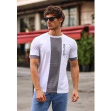 Aziso Baskılı Slim Fit Erkek Tişört Bisiklet Yaka T-Shirt %100 Pamuk