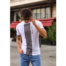 Aziso Baskılı Slim Fit Erkek Tişört Bisiklet Yaka T-Shirt %100 Pamuk